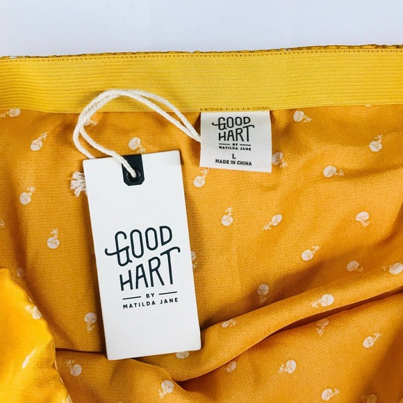 Matilda Jane Good Hart L Skirt Yellow Midtown Midi Side Slit Floral NWT CN26 - Picture 3 of 5